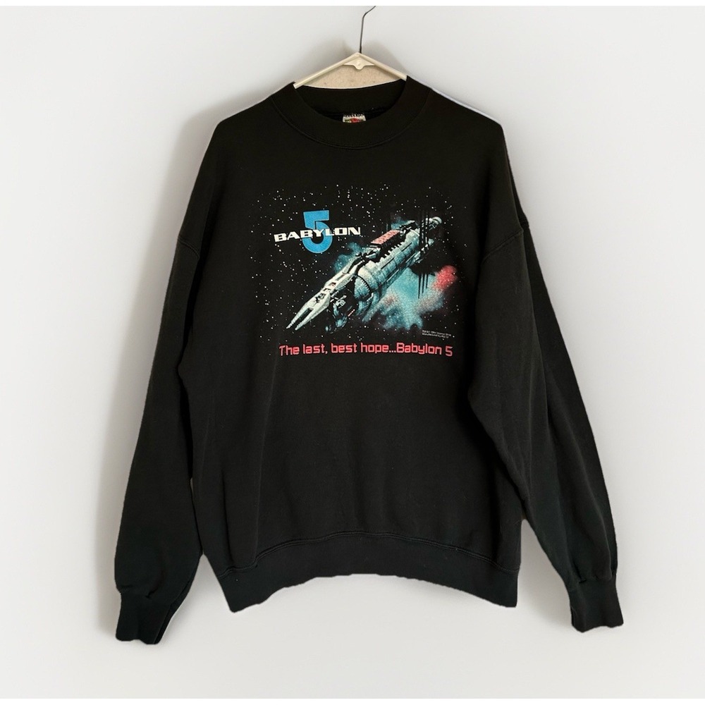 Vintage 1994 Babylon 5 Graphic Sweatshirt Shirt Top Star Trek 90s FOTL Sz XL